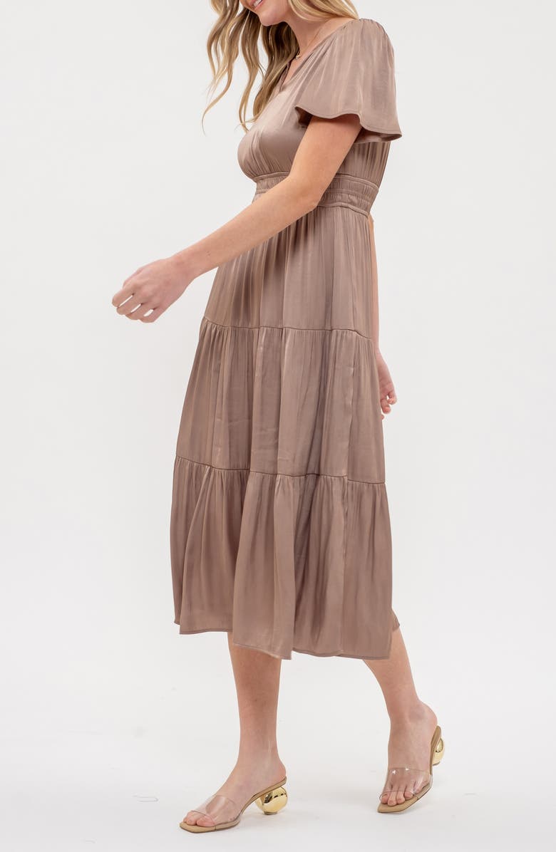 AUGUST SKY Short Sleeve Empire Waist Midi Dress