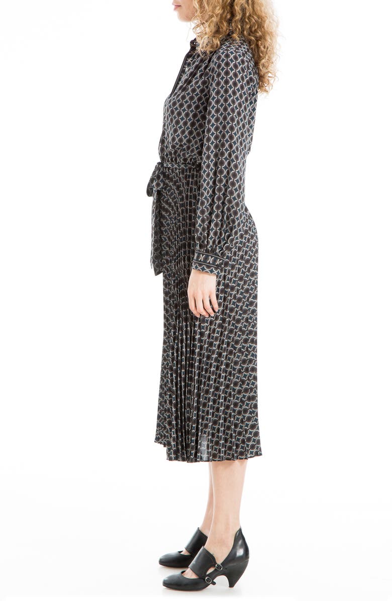 MAX STUDIO Long Sleeve Pleated Shirtdress