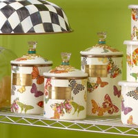 Butterfly Garden Medium Canister - White