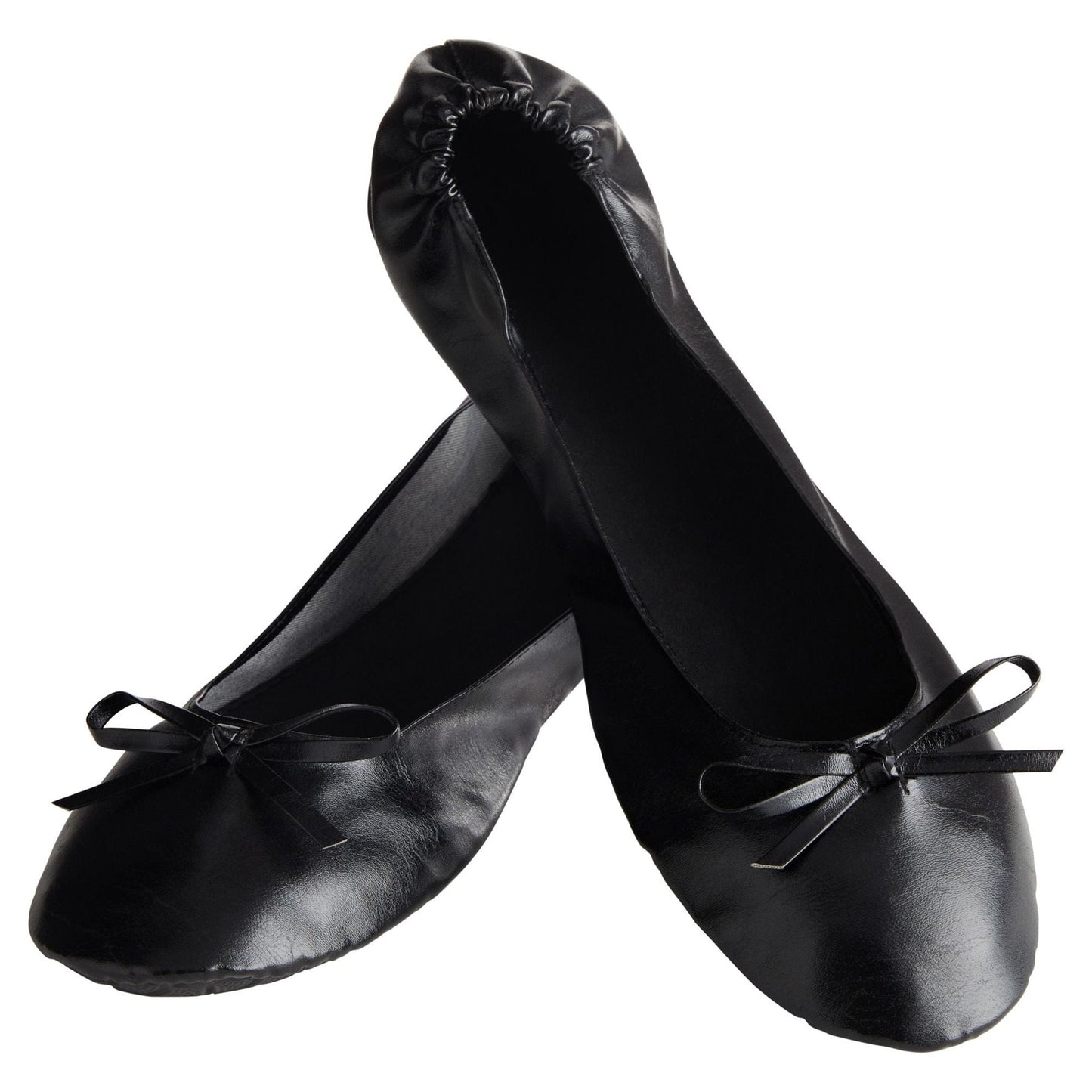 Walmart Black Foldable Ballet Flats for Women, Roll Up Flats with Zipper Pouch, US Size 8.5-9.5