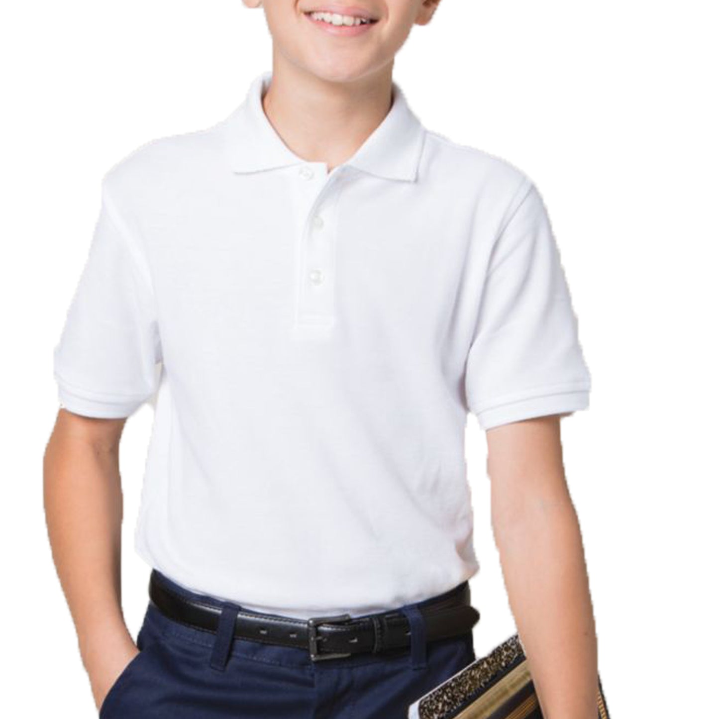 Walmart French Toast Husky Boys' Pique Polo Shirt - white, 14 - 16 (Big Boys)