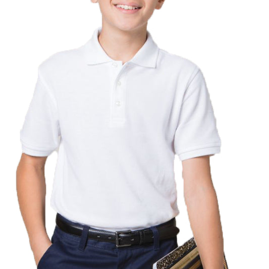 Walmart French Toast Husky Boys' Pique Polo Shirt - white, 14 - 16 (Big Boys)