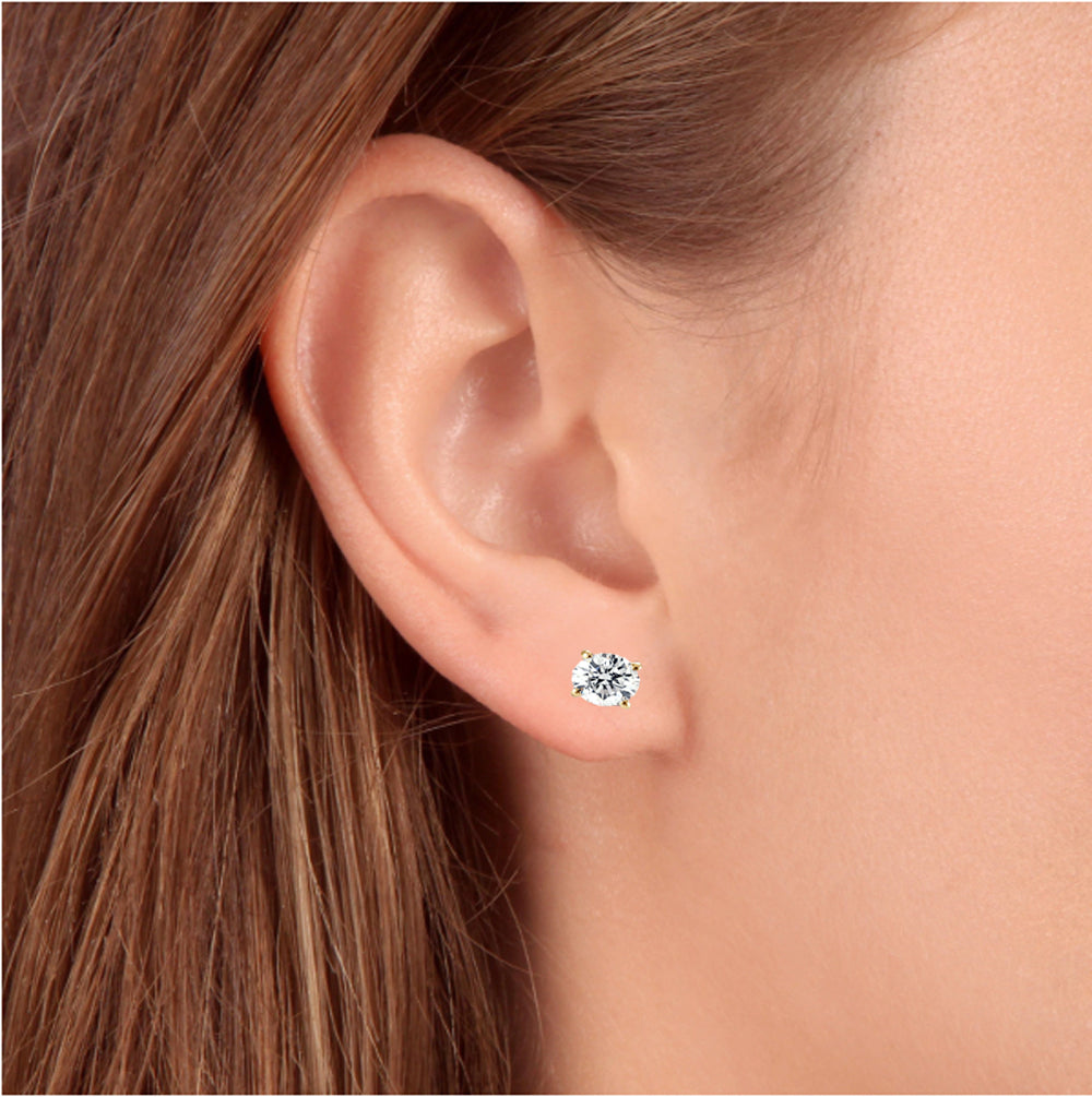 Walmart Pompeii 1ct Round Cut Diamond Stud Earrings in 14K Yellow Gold with Screw Backs (I-J,I1)