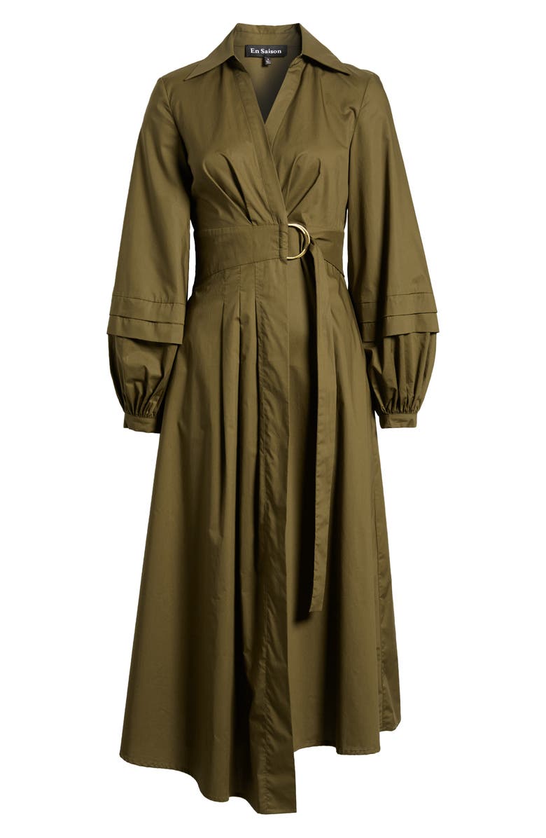 En Saison Berenger Long Sleeve Wrap Cotton Shirtdress