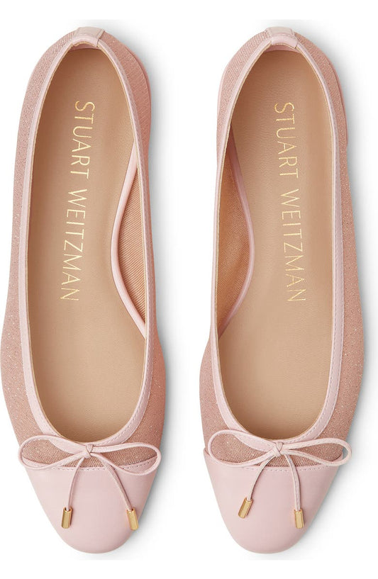 Stuart Weitzman Sleek Cap Toe Bow Flat (Women)
