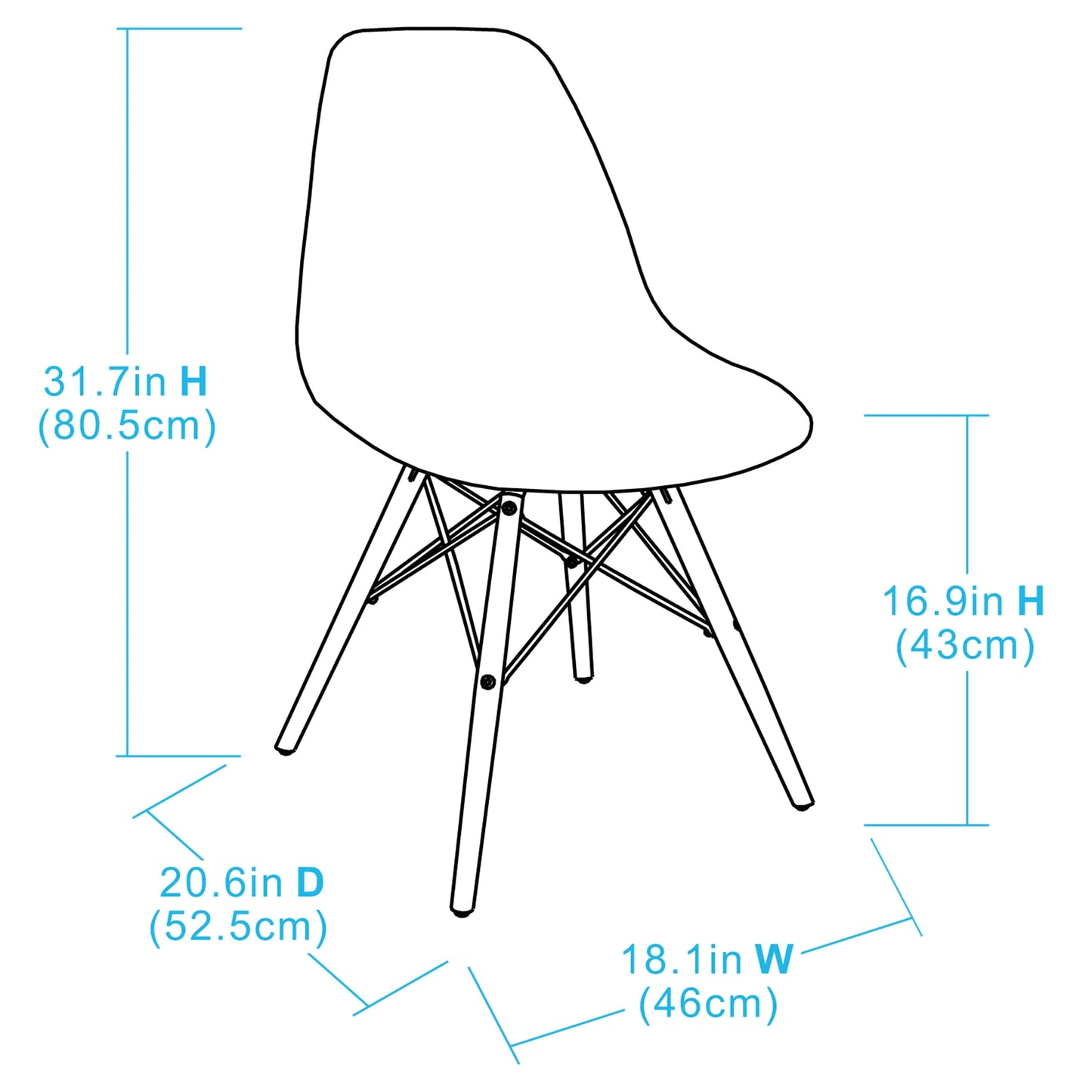 Walmart Mainstays Mid-Century Modern Dining Chair, Set of 4, White and Beech Color for Indoor