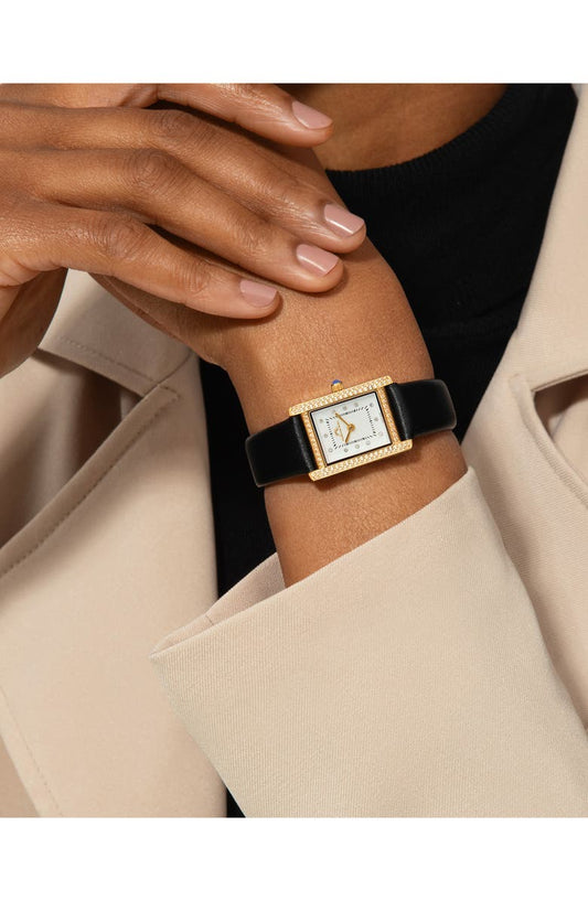 PORSAMO BLEU Karolina Diamond & Topaz Leather Strap Watch, 30mm