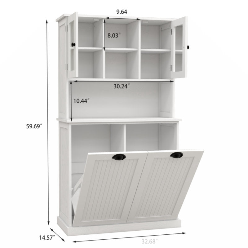 Callasandra Two-Compartment Tilt-Out Dirty Laundry Basket Tall Bathroom Cabinet with 2 Adjustable Shelves
