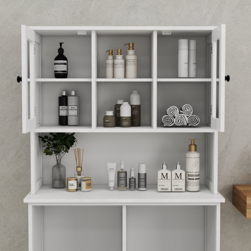 Callasandra Two-Compartment Tilt-Out Dirty Laundry Basket Tall Bathroom Cabinet with 2 Adjustable Shelves