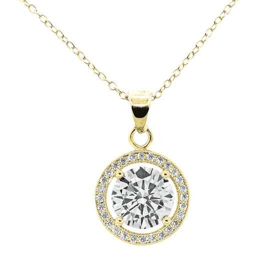 Walmart Cate & Chloe Blake 18k Yellow Gold Plated Halo Pendant Necklace with Simulated Crystals for Women
