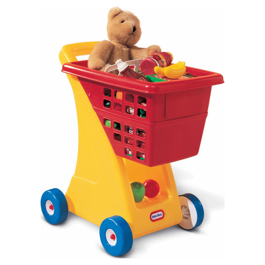 Walmart Little Tikes Toy Shopping Cart with Folding Seat, Multicolor, For Pretend Play Shopping Grocery Play Store for Kids Toddlers Girls Boys Ages 18+ months.
