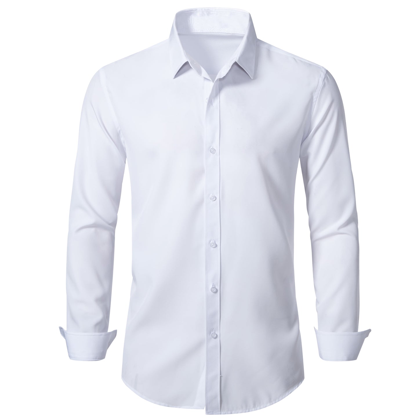 Walmart Men's Slim Fit Stretch Dress Shirt Solid Color Microelastic Long Sleeve Casual Soft Business Button Up Shirts