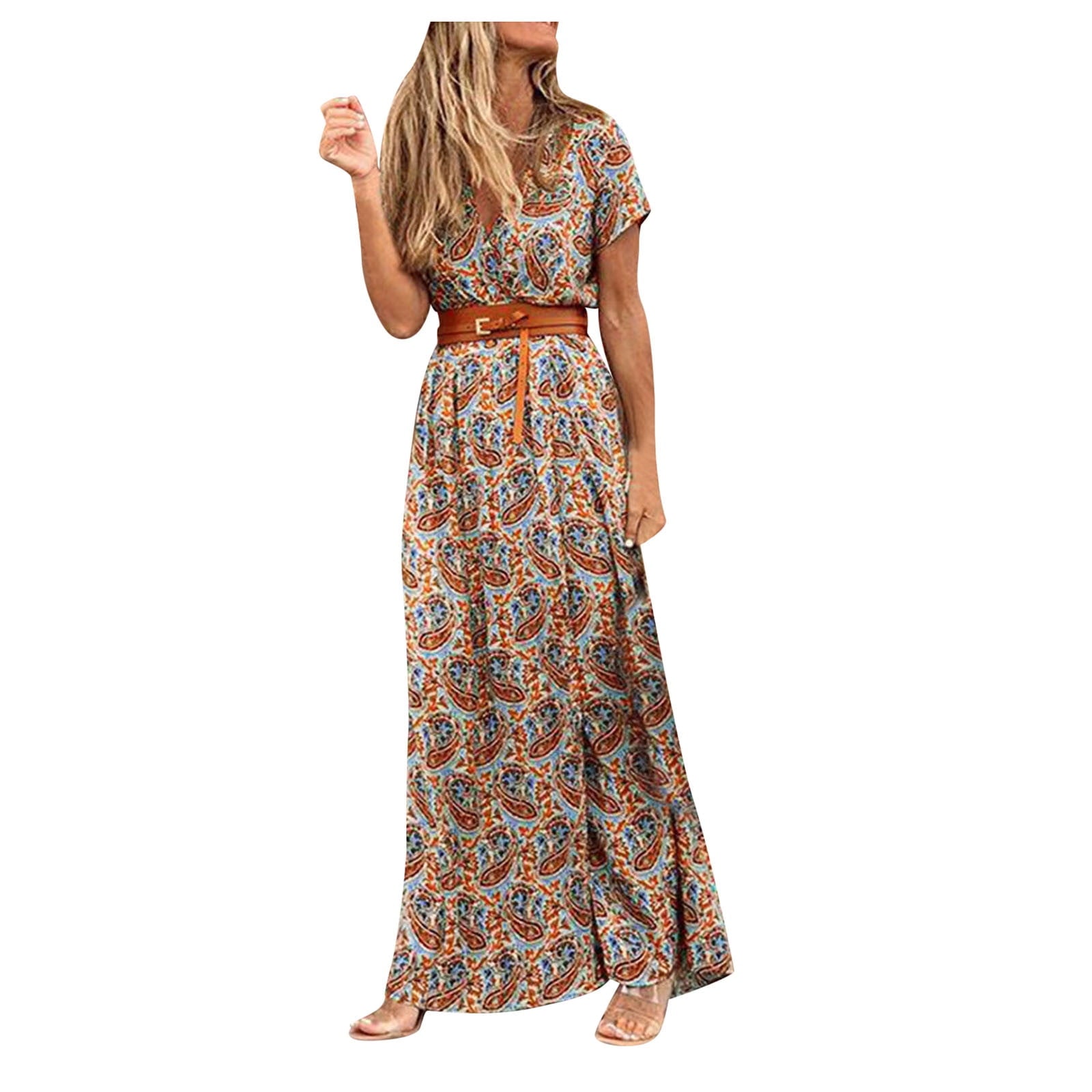 Woman Casual Summer Ruffle Dress Petite Maxi Dresses for Short Women W thefrumshopper Woman Casual Summer Ruffle Dress Petite Maxi Dresses for Short Women W thefrumshopper