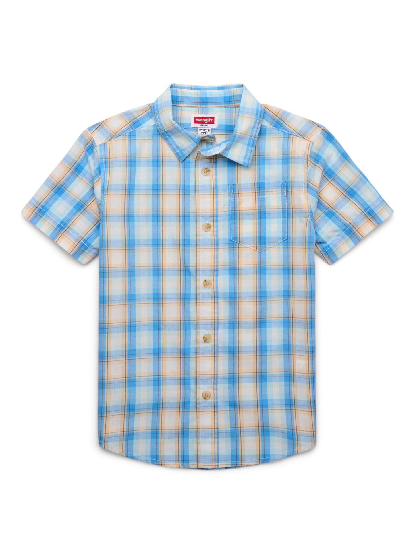 Walmart Wrangler Boys Button-Up Short Sleeve Shirt, Sizes 4-16