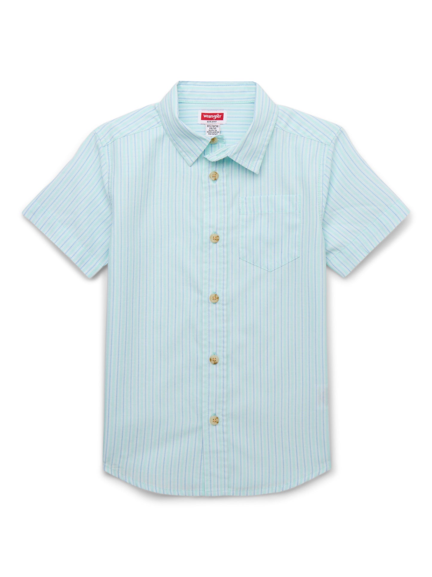 Walmart Wrangler Boys Button-Up Short Sleeve Shirt, Sizes 4-16
