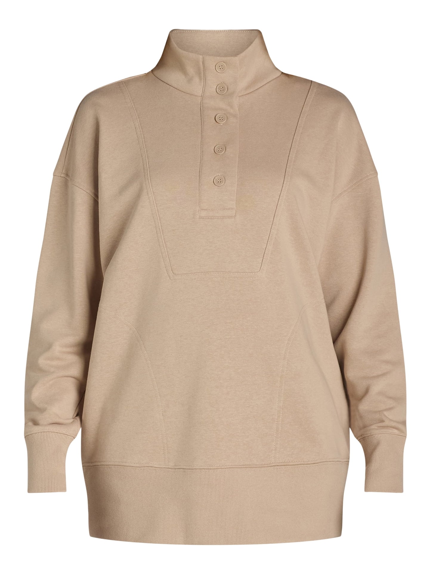 thumbnail image 5 of Time and Tru Women's Mock Neck Sweatshirt with Button Placket, Sizes XS-XXXL, 5 of 5