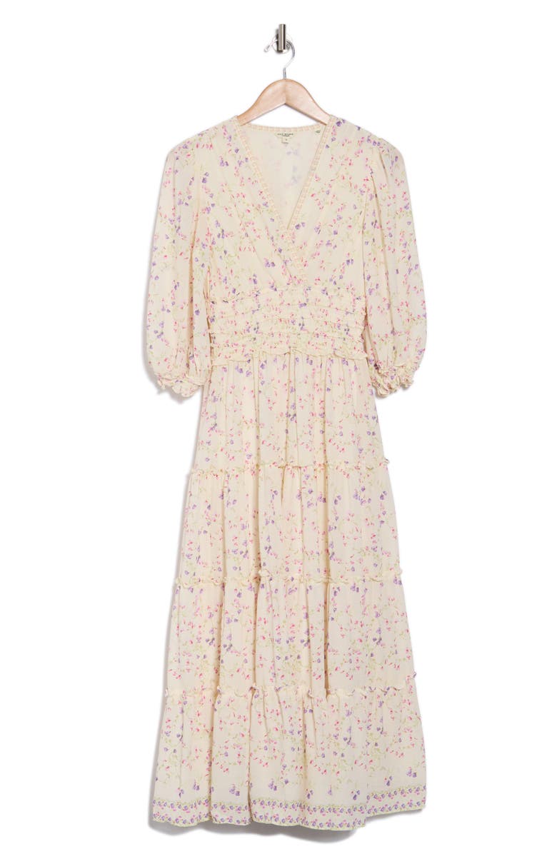MAX STUDIO Floral Balloon Sleeve Tiered Maxi Dress