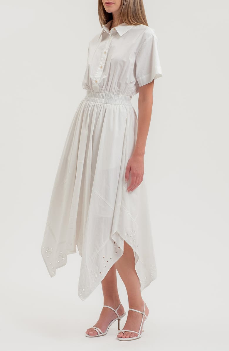 ZOE AND CLAIRE Handkerchief Hem Shirtdress