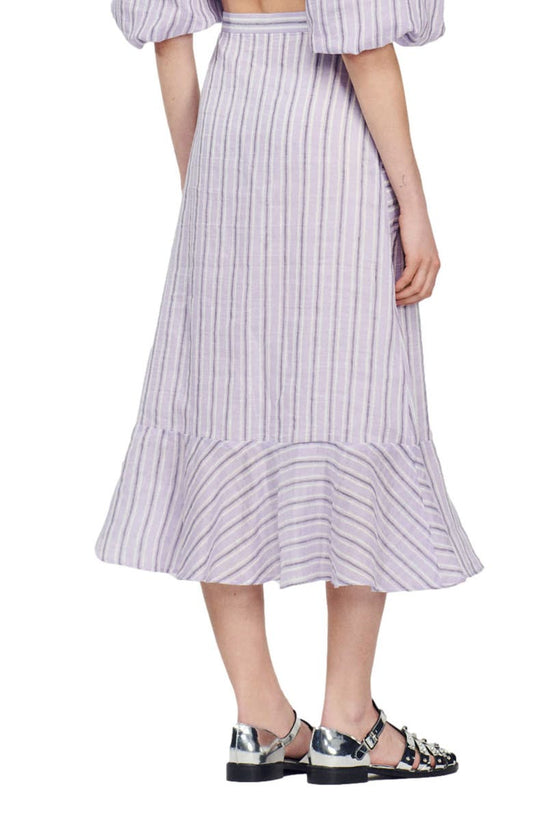 SANDRO Blondy Stripe Linen Blend Skirt