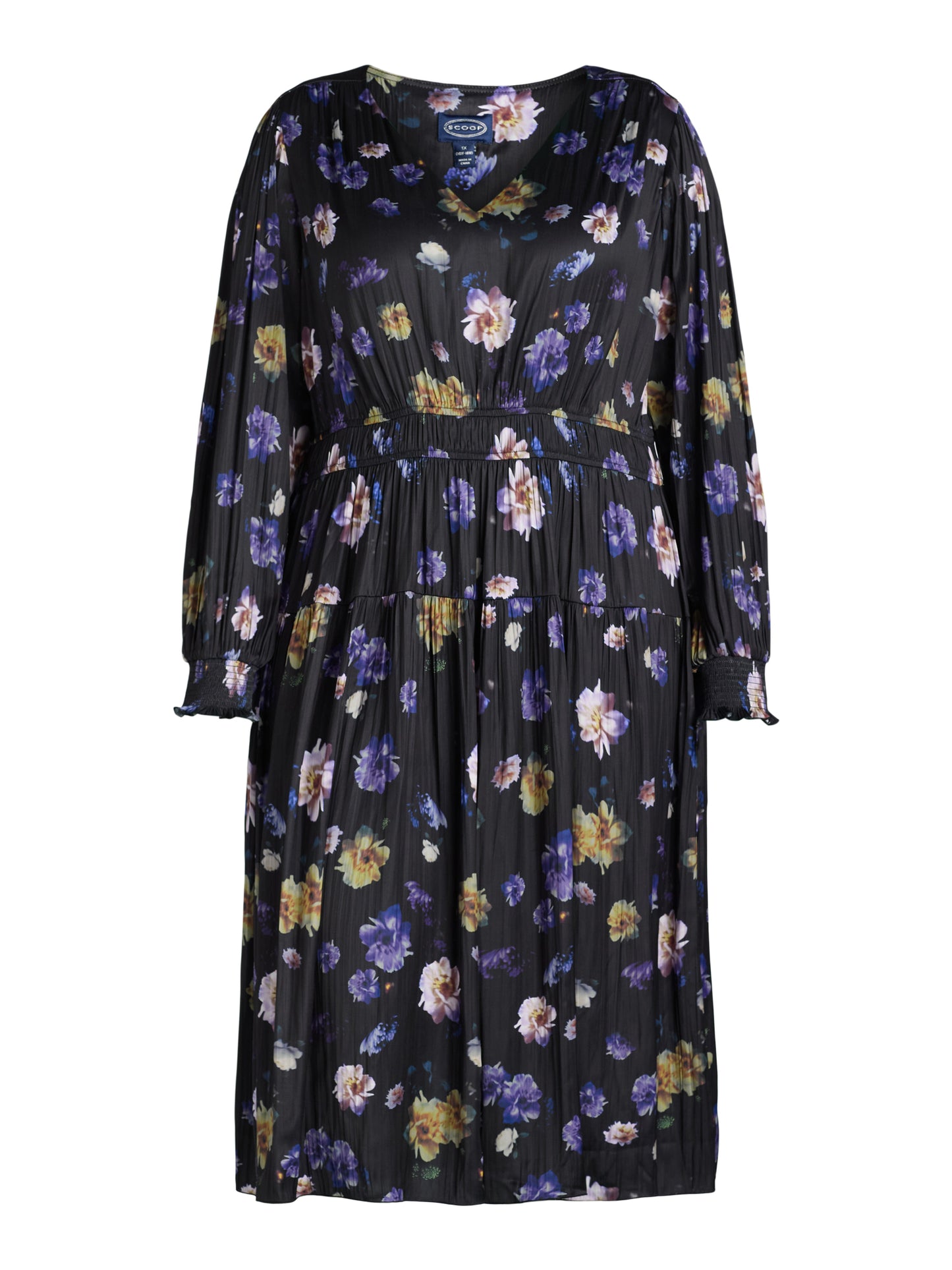 Walmart Scoop Women's & Women's Plus V Neck Plissé Midi Dress, Sizes XS-4X