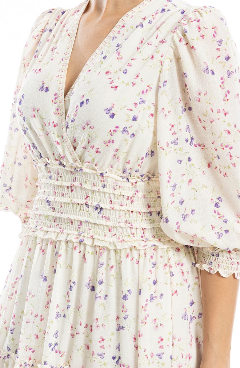 MAX STUDIO Floral Balloon Sleeve Tiered Maxi Dress