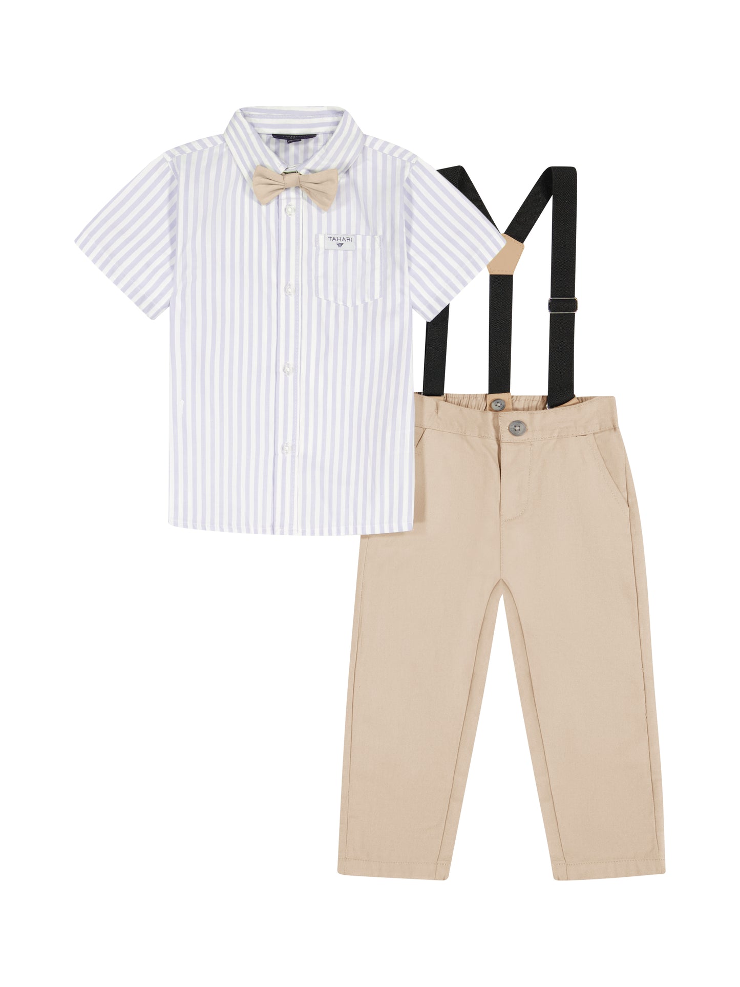 Walmart Tahari Toddler Boy Blue Bow Tie & Suspender Pant Set, Size 2T-4T