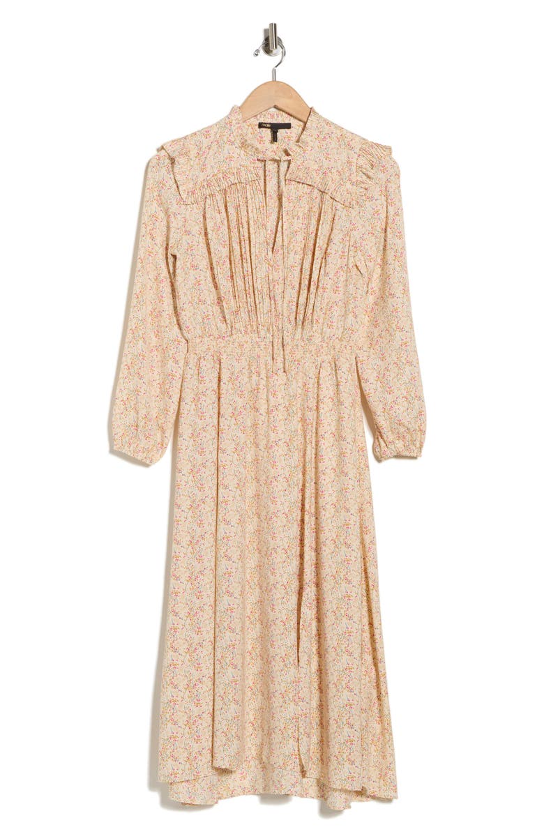 maje Ripletto Long Sleeve Midi Dress