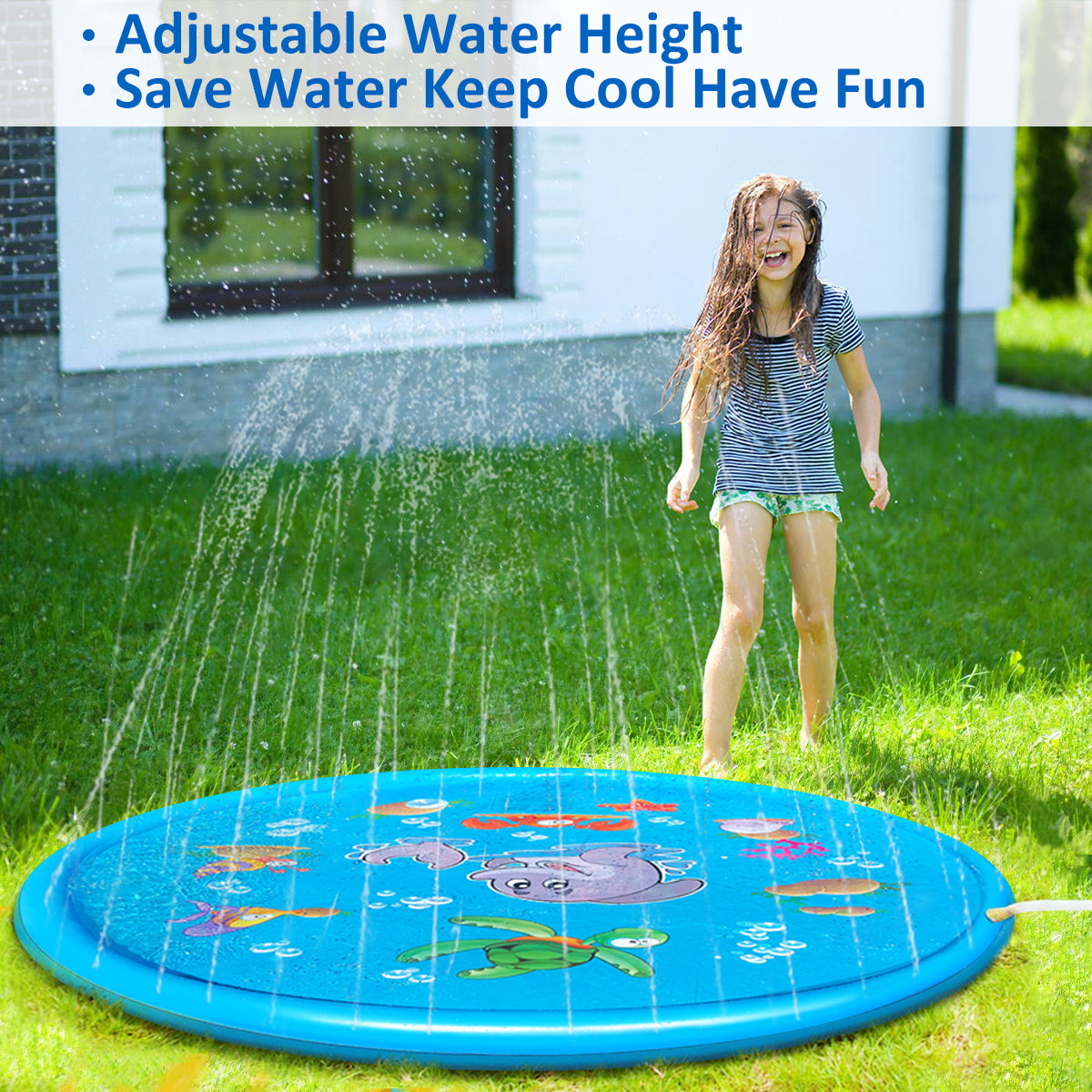 Walmart DUNCHATY 68" Splash Pad for Kids and Adults Outdoor Lawn Games Water Play Toy Mat, Blue