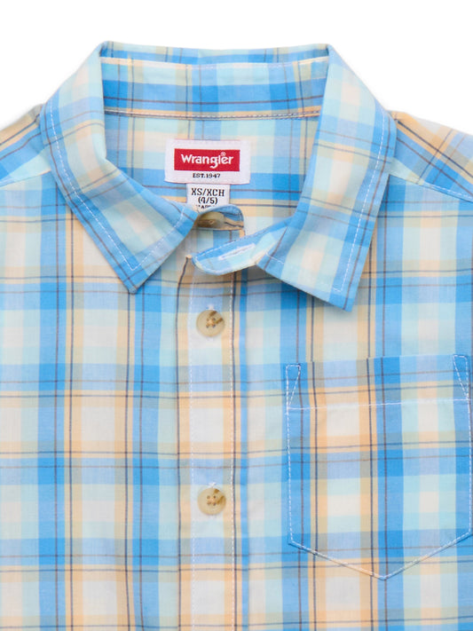Walmart Wrangler Boys Button-Up Short Sleeve Shirt, Sizes 4-16