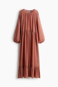 H & M Balloon-Sleeved Chiffon Dress