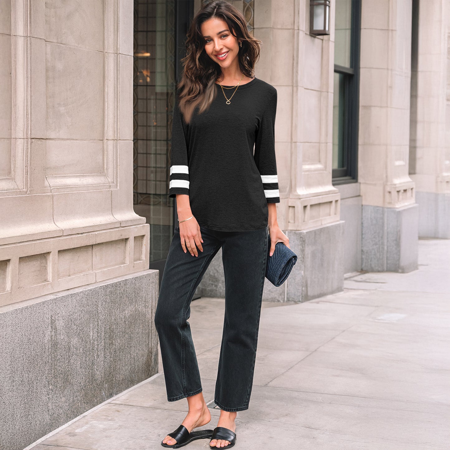 Walmart SUNBS Blouses for Women T Shirts 3/4 Sleeve Tops Business Dressy Casual Tees Trendy Outfits Clothes