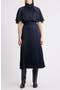 Flutter Sleeve Pleated Midi Dress