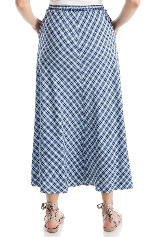 MAX STUDIO Plaid Drawstring Pull-On Maxi Skirt