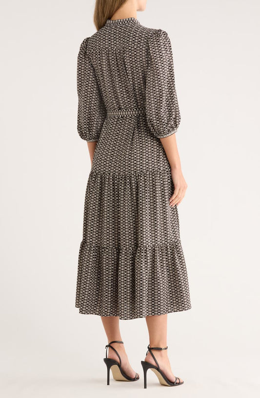 MAX STUDIO Crepe 3/4 Sleeve Button Front Maxi Dress