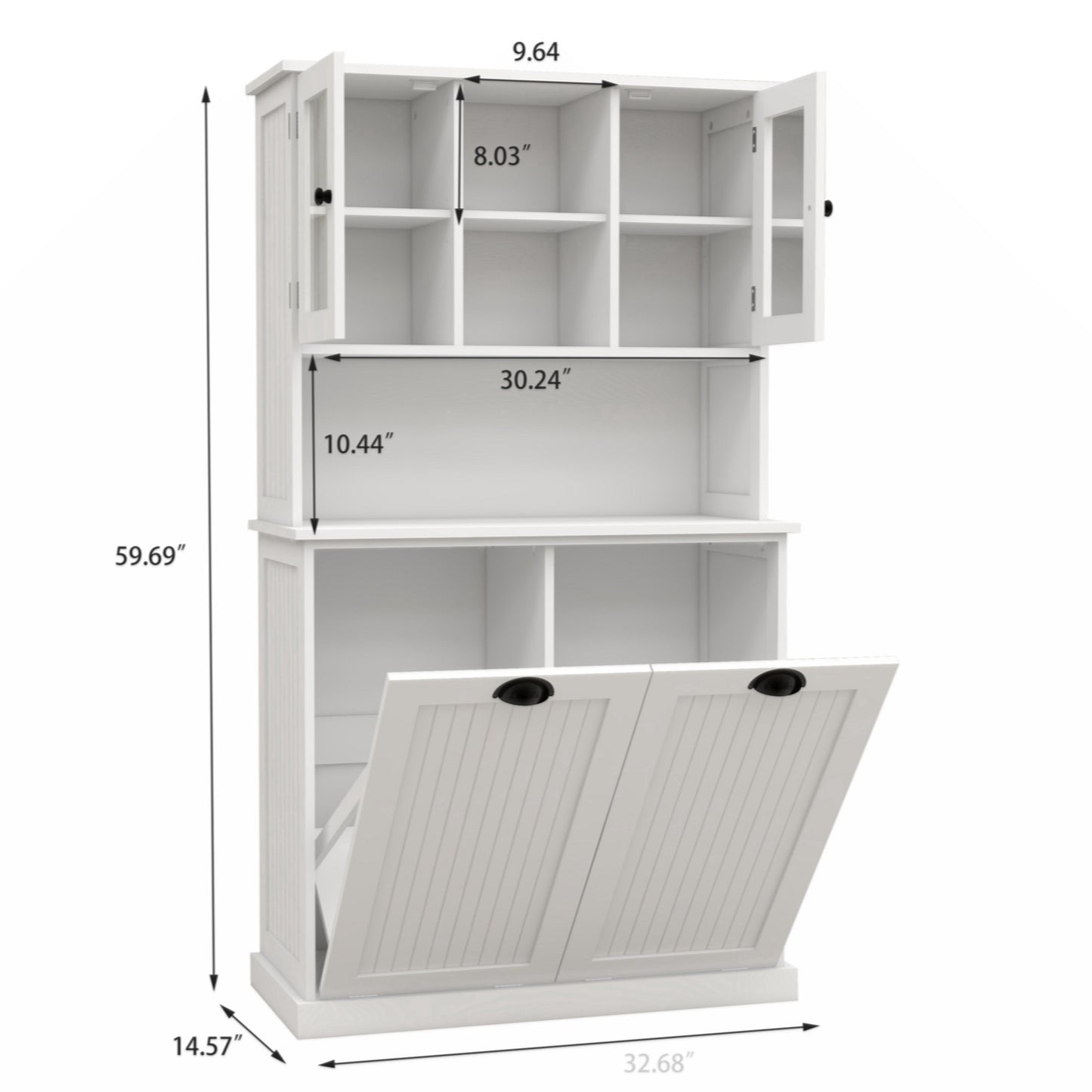 Callasandra Two-Compartment Tilt-Out Dirty Laundry Basket Tall Bathroom Cabinet with 2 Adjustable Shelves