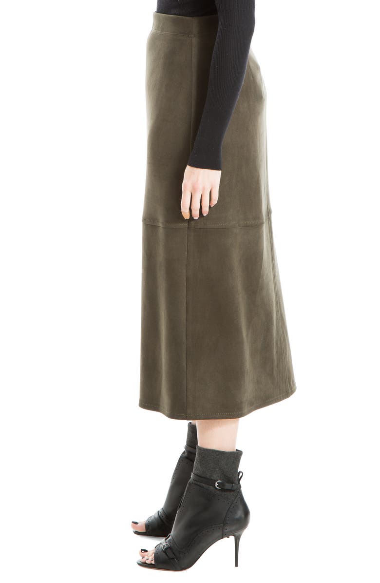 MAX STUDIO Faux Suede A-Line Midi Skirt