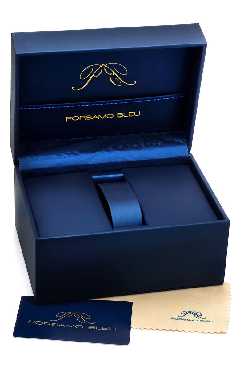 PORSAMO BLEU Karolina Diamond & Topaz Leather Strap Watch, 30mm