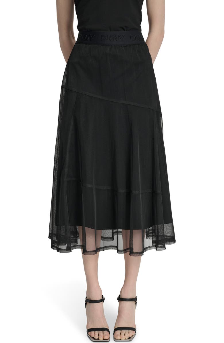 DKNY Layered Mesh Midi Skirt