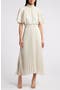 Flutter Sleeve Pleated Midi Dress