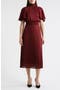 Flutter Sleeve Pleated Midi Dress