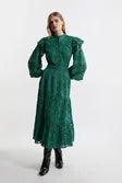 Eyelet Woven Midi Skirt With Guipure Trim