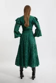 Eyelet Woven Midi Skirt With Guipure Trim