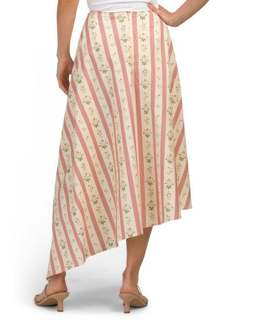 WEWOREWHAT Floral Asymmetrical Midi Skirt