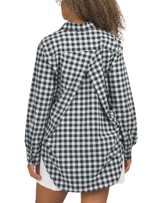 THE BUBBLE Upf Bay Long Sleeve Gingham Top