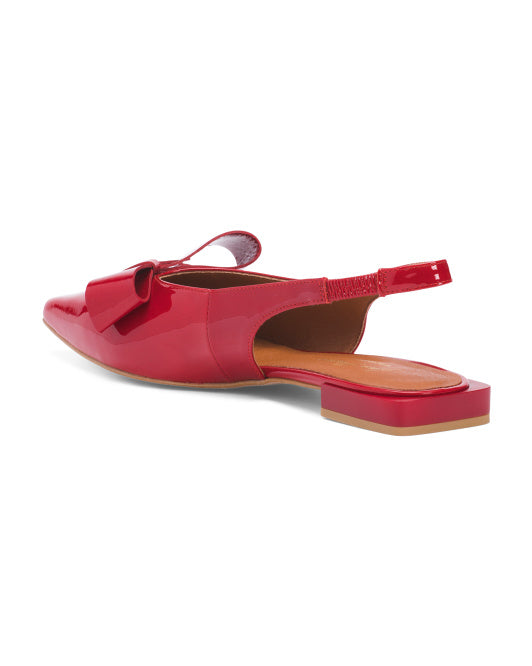 ANA PALMA Made In Spain Leather Slingback Sandals With Asymmetrical Bow