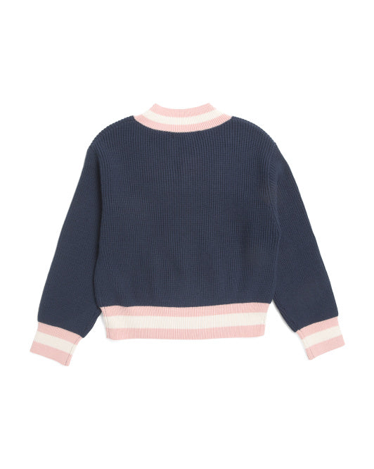VIGOSS Big Girls Mossy Varsity V-neck Sweater
