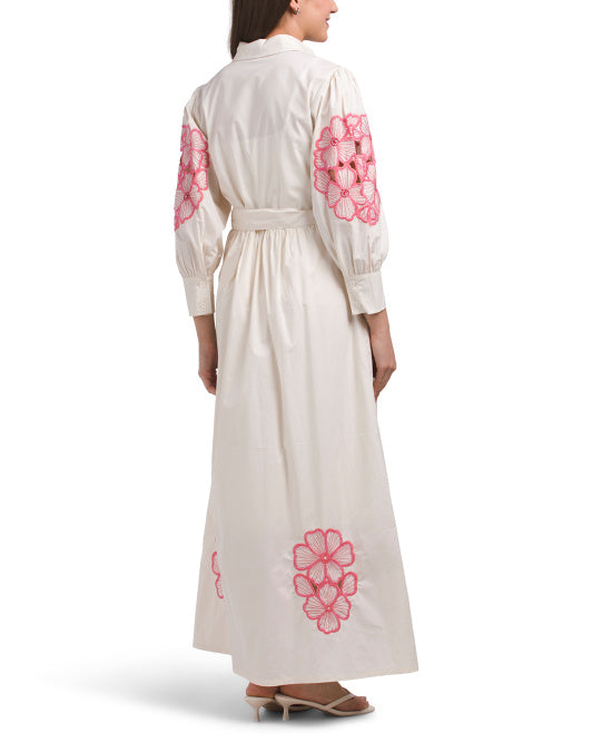 SOLITAIRE Long Sleeve Beaded Floral Embroidered Maxi Dress