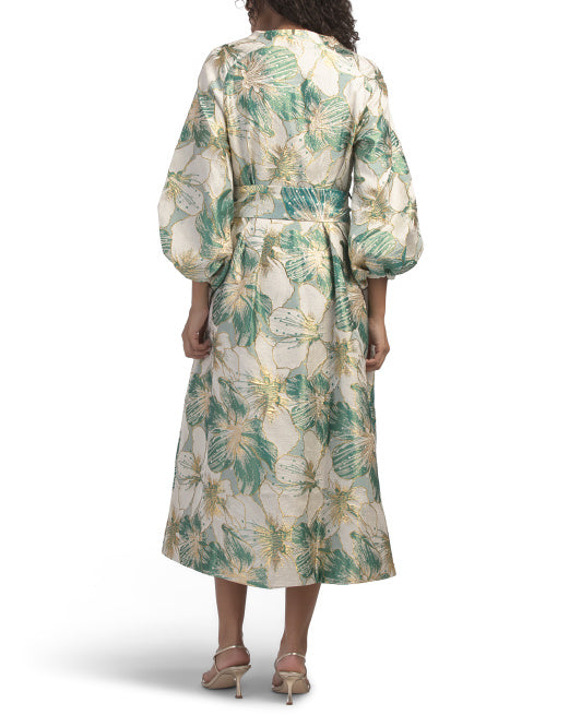 NANCY YANG Textured Button Down Maxi Dress