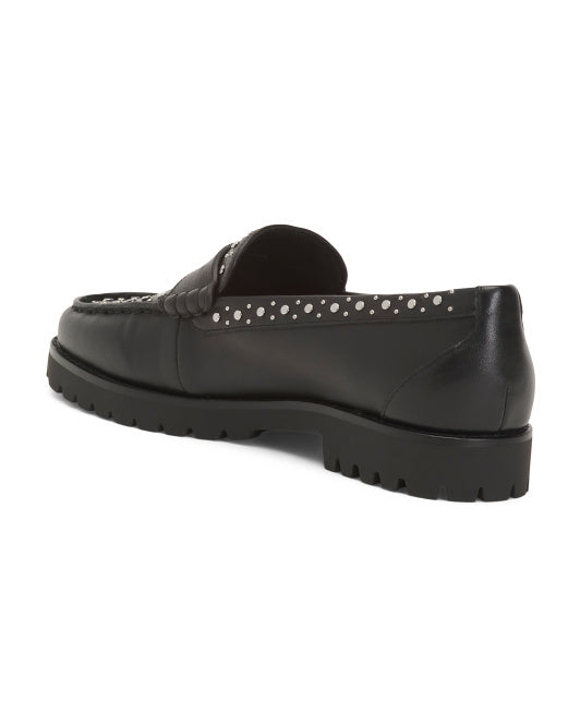 PAIGE Leather Ellis Studded Flats