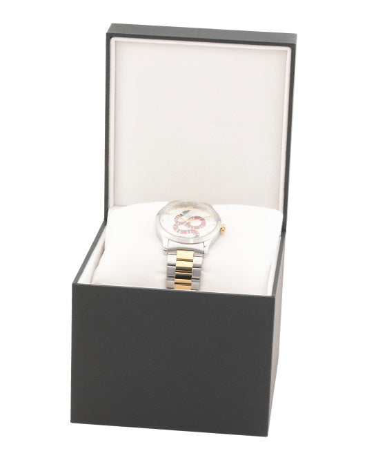 GUCCI Unisex Swiss Made G Timeless Medium 2 Tone Snake Bracelet Watch